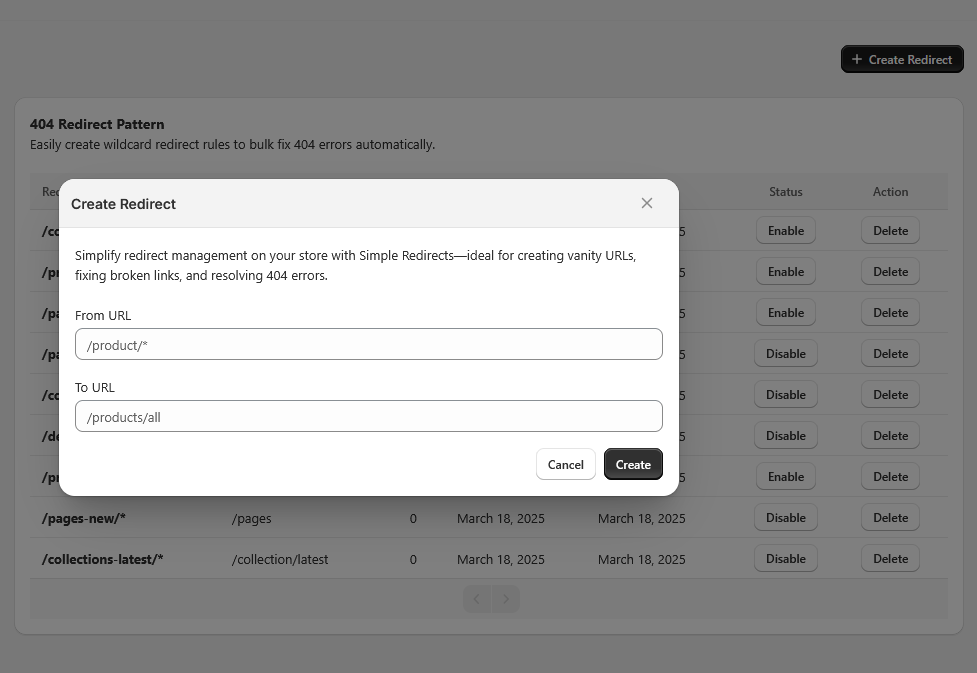 Swift redirect app redirect pattern setup
